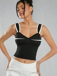 Hauture Camiseta de punto con escote corazón para mujer