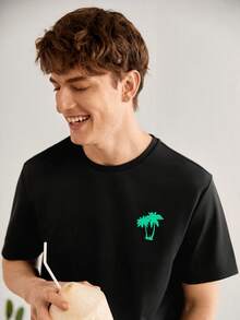 Manfinity VCAY Nam In cây dừa Ngắn tay Áo thun Và Quần short Giải trí 2 cái/bộ - Nhiều màu - Xem 3