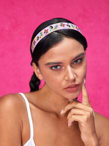 THE POWERPUFF GIRLS X SHEIN Bộ 2 chiếc/bộ vòng tóc Acrylic in họa tiết hoạt hình, phù hợp với mọi kiểu tóc, rộng 2,5cm - Nhiều màu - Xem 5