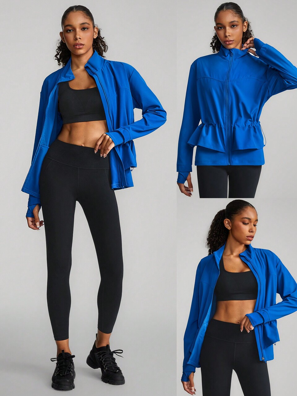 2-In-1 Adjustable Drawstring Zipper Pocket High Energy Running Jacket