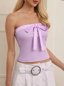Forever 21 Top Sin Tirantes De Color Liso Para Mujer Decorado Con Lazo - Morado - Ver 3