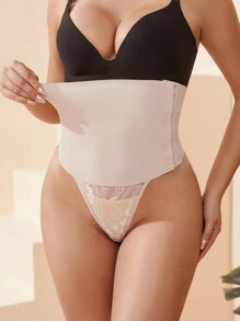 Lencería Femenina Sexy De Cintura Alta Con Encaje De Control De Abdomen Y Tanga De Control De Vientre.