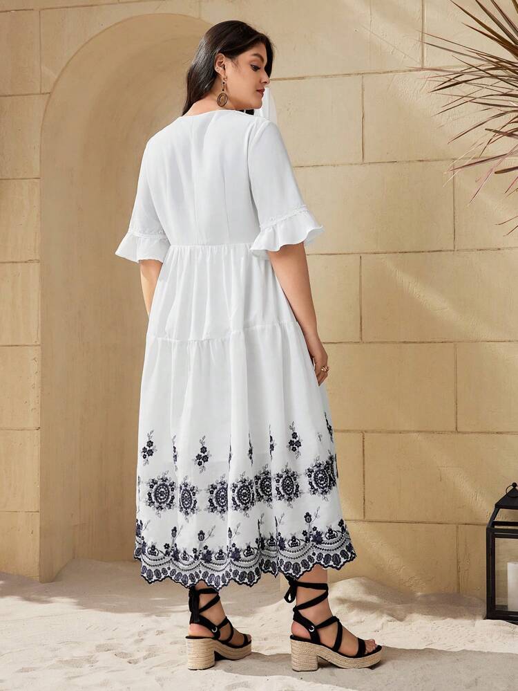 Women's Plus Size Printed Notched Collar Dress