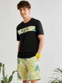 Manfinity VCAY Nam Giải trí Dệt kim Bộ Với In thư - Nhiều màu - Xem 3