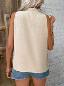 Breezaya Women's Solid Color Pleated Wrap Sleeveless Blouse - Khaki - View 2