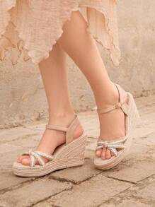 Styleloop Women'S Fashionable Wedge Sandals Boho Feels - Apricot - View 2