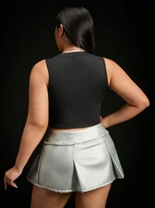 THE POWERPUFF GIRLS X SHEIN Plus Summer Cartoon And Letter Graphic Tank Top - Black - View 2