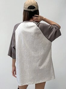 DAZY Của phụ nữ Tay Raglan Áo thun Với In thư - Xám - Xem 6