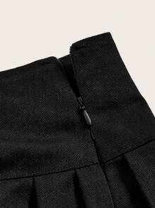 SHEIN ICON 鏤空露背掛脖連身衣百褶裙套裝 - 黑色 - 查看 10