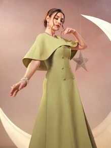 Modelyn 女士双排扣斗篷长款晚礼服