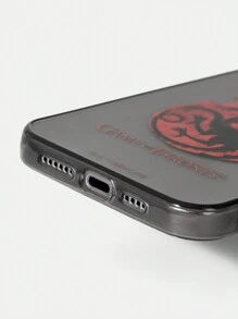 Game of Thrones X SHEIN Cool Pattern Transparent Black Phone Case - Clear - View 5