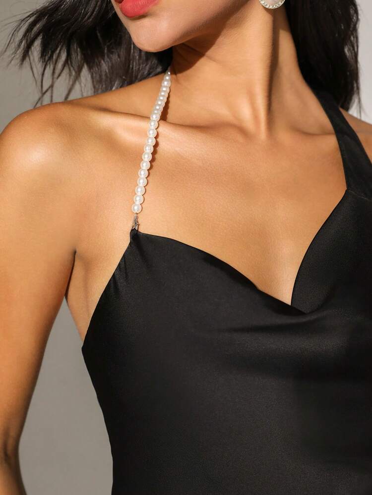 Women's Cowl Collar Asymmetrical Hemline Dress