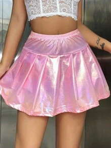 Allurite Mini Pleated Pink Skirt - Pink - View 5