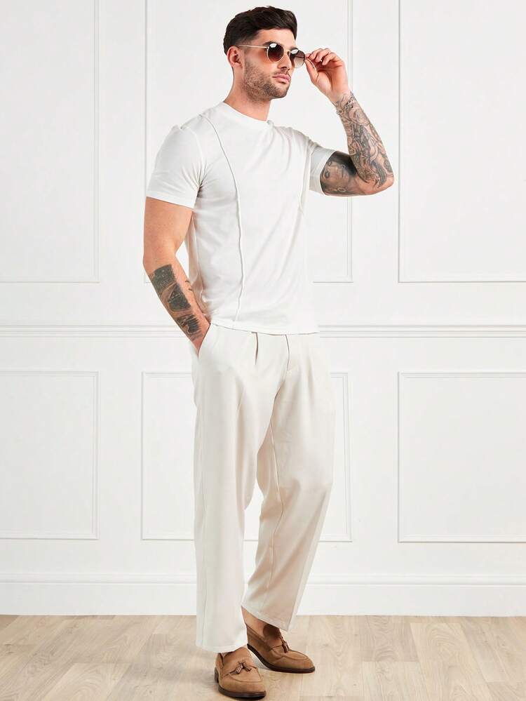 Men's Solid Color Round Neck Casual T-Shirt