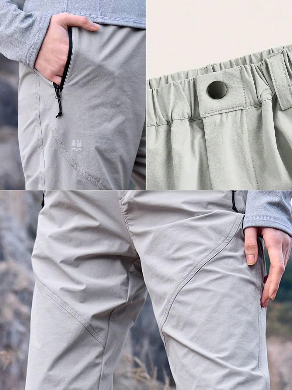 Women's Hiking Pants With Zippered Pockets And Side Stripes