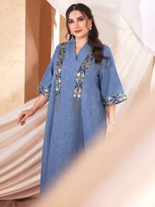 Al Najma 大尺碼女式幾何亮片阿拉伯服裝 - 彩色 - 查看 5