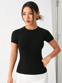 Easithlete Solid Cut Out Racerback Sports Tank Top Gym Top Fitted Shirtworkout Tank Top - Black - View 3