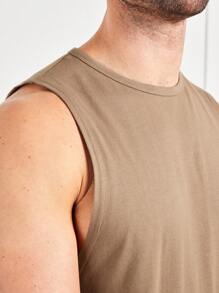 F21 Forever 21 X Men's Spring And Summer Vacation Side Cross Strap Khaki Tank Top For Summer - Brown - View 4