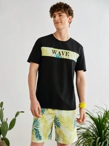 Manfinity VCAY Nam Giải trí Dệt kim Bộ Với In thư - Nhiều màu - Xem 1