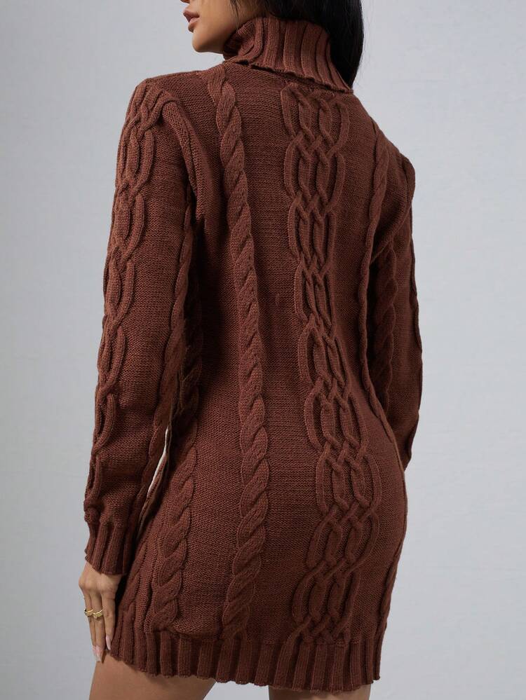 Women's Solid Color High Neck Sweater Dress Fall Cloth For Women