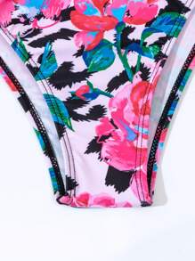 SHEIN Swim Summer Floral Leopard Print Tankini Set - Multicolor - View 5