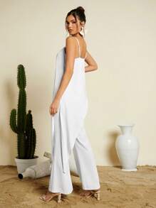 SHEIN VCAY Women's Asymmetrical Hem Tank Top And Wide Leg Pants Two Piece Set - White - View 2