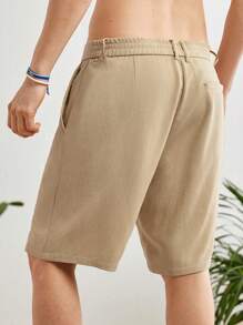 Mainfolk Men'S Casual Coconut Tree Print Straight Shorts - Khaki - View 2