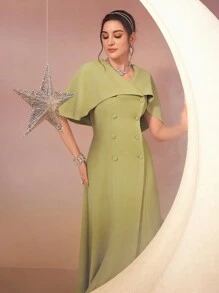 Modelyn 女士双排扣斗篷长款晚礼服