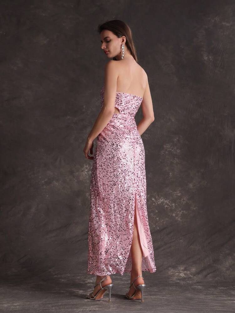 Summer Sexy Sequin Hollow-Out Pink Dress