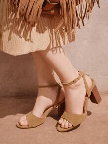 Styleloop Của phụ nữ Retro Dây đeo mắt cá chân Gót dày Chóp giầy mở ra Nâu Giày cao gót Dép xăng đan , Mùa hè Của phụ nữ Giày dép , Boho Phong cách - màu nâu - Xem 4