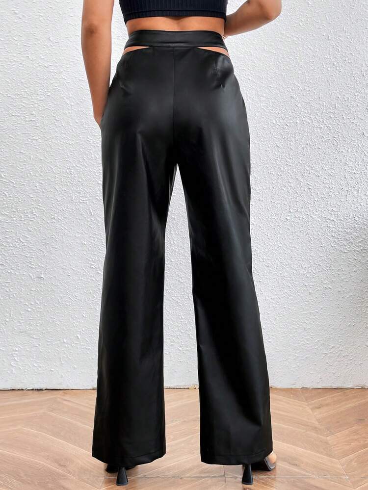 Women's Solid Color High Waist Cut Out Pants Fall Cloth For Women