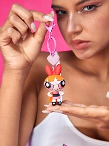 THE POWERPUFF GIRLS X SHEIN Cute Heart &Blossom Bag Pendant Keychain
