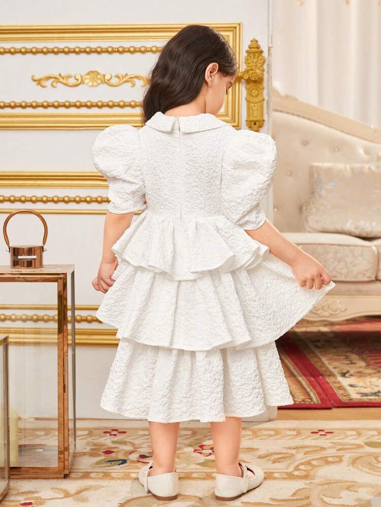 Young Girl Elegant Puff Sleeve Dress