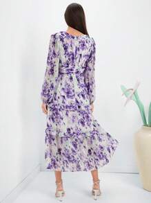 Enchnt 女士印花燈籠袖裙