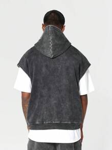 SUMWON Overhead Sleeveless Washed Hoodie - Black - View 2