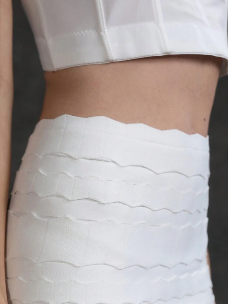 女性用スカロップヘム ボディコン スカート