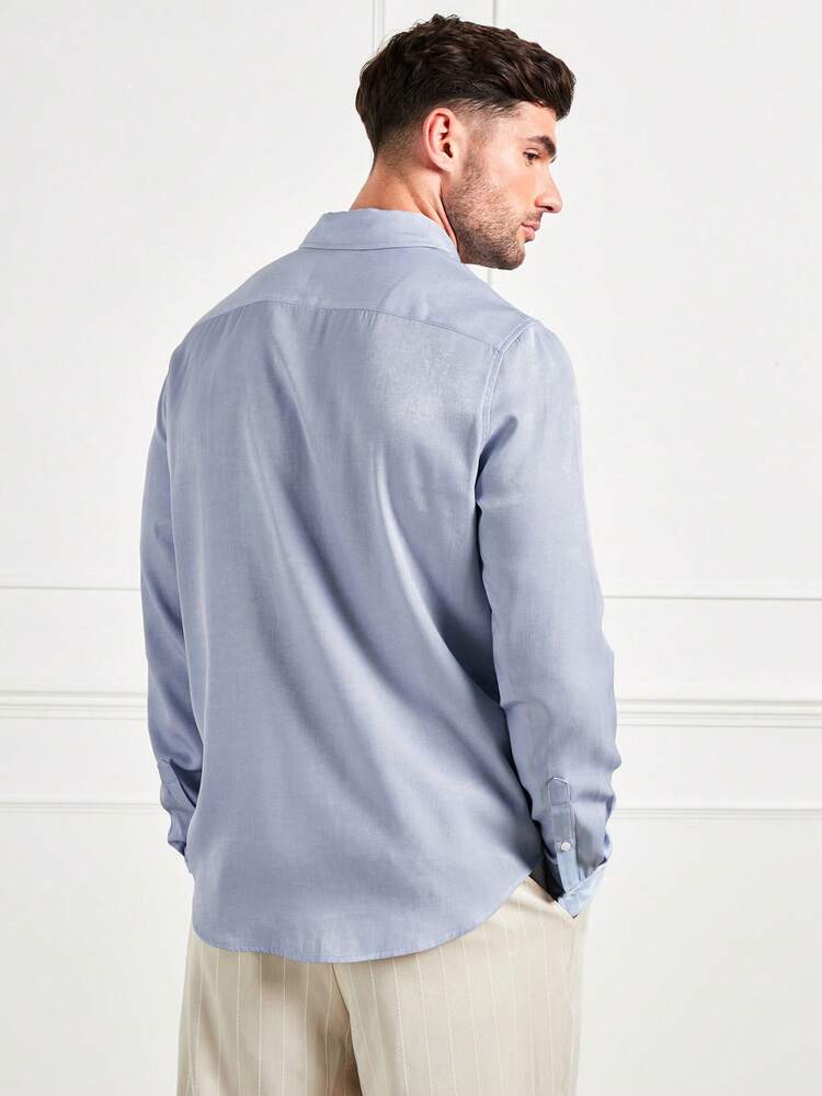 Men's Light Blue Casual Fit Long Sleeve Shirt