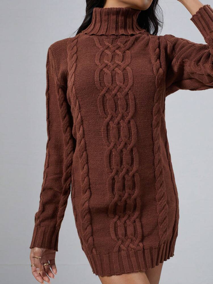 Women's Solid Color High Neck Sweater Dress Fall Cloth For Women