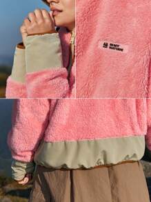 In My Nature 女士拉鍊前開式帽裝戶外保暖夾克 - 粉色 - 查看 7