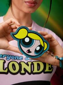 THE POWERPUFF GIRLS X SHEIN Yellow Cartoon Character Design Portable Fashion Coin Purse - Yellow - View 4