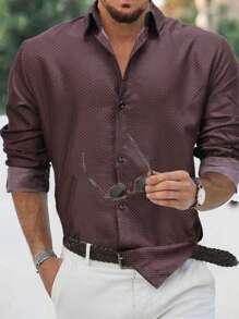 Manfinity Homme 男裝全印花長袖襯衫 - 紅色 - 查看 1