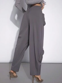 Denimoi Quần ống rộng túi zip thời trang - Màu xám đen - Xem 2