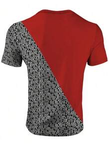 Manfinity LEGND Men Casual Letter & Playing Card Graphic Print Colorblock Short Sleeve Tee, For Going Out