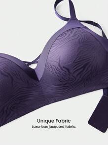 LUVLETTE Dream Curve Support+ 无钢圈舒适 T 恤提花聚拢文胸 - 紫色 - 查看 12