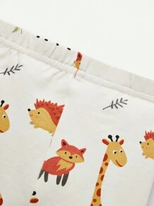 Cozy Pixies 嬰兒男寶貝緊身睡衣套裝，卡通圖案短袖圓領上衣和長褲 - 杏色 - 查看 8