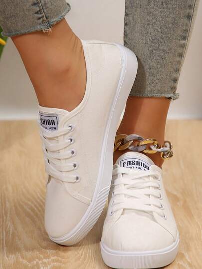 Zapatos de lona para mujer, Nueva llegada de primavera y otoño, zapatillas blancas casuales, Zapatos de galleta de moda (Estilo )