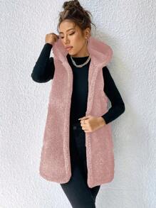 EURMUSE Của phụ nữ Không tay Thường xuyên áo có mũ Áo khoác - Hồng - Xem 5