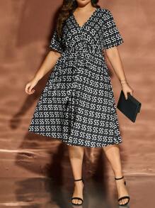 EMERY ROSE Kích thước lớn In Eo Kẹp chặt Đầm - Nhiều màu - Xem 3