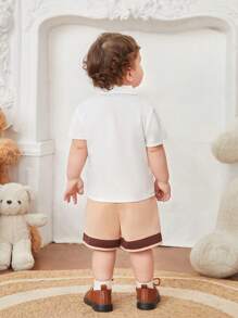 寶寶男孩夏季紳士風格襯衫和短褲套裝,前卫风格 - 彩色 - 查看 9