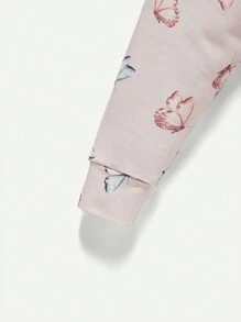 Cozy Pixies 嬰兒女孩密身睡衣2件/套，彩色蝴蝶印花圓領長袖上衣和腳底褲 - 淺粉色 - 查看 7